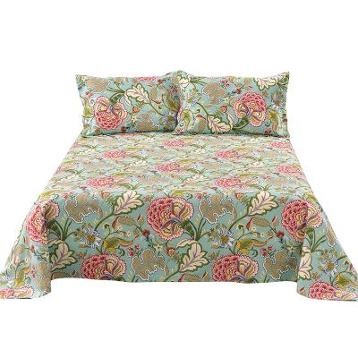 China Nondisposable Wholesale 100% Cotton Pastoral Flower Printed Comfortable Customized Flat Layer Sheet Bedding Set for sale