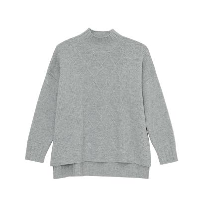 China Breathable Women Cable Knit Half-Turtleneck Pullover Women Sweater 100% Cashmere for sale