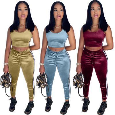 China 2021 QUICK DRY New Fashion Solid Color Velvet Casual Sports Suit Women Clothes Summer Two Piece Set for sale