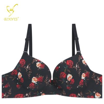 China Binnys QUICK DRY V-Neckline With Print Adjustable Thickening Bra Semless Bra Women Bras Bralette Support For Ladies Push Up Underwear for sale