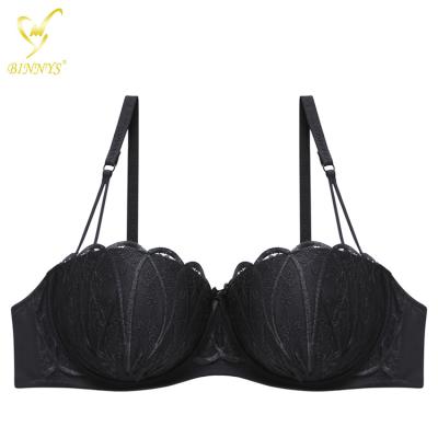 China QUICK DRY Binnys Lace Up Padded Bras Underwire Throat Support Adjust Breathable Subjectador Thickening Sexy Ladies Underwear Women Push Up Bra for sale