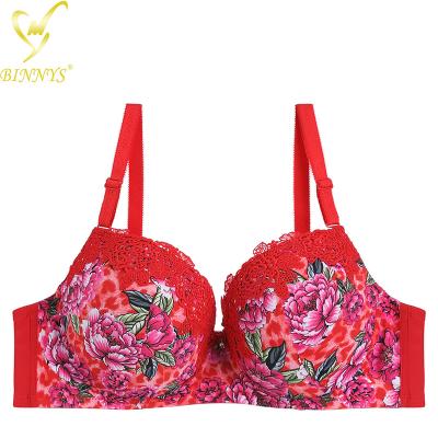 China BINNYS 36D QUICK DRY Bras Wholesale Padded Push Up Cup Nylon Sexy Lace Underwire Breathable Ladies Push Up Balcony Bra for sale