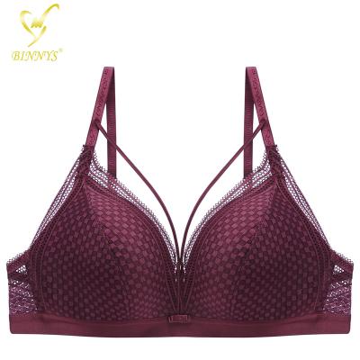 China Binnys QUICK DRY 2022 high quality C bra no steel band lingeries cups 34 38 size slimmest stylish push up lace breathable bras for women for sale