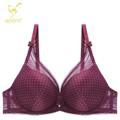 China Wholesale Binnys QUICK DRY B Cups Size 34 38 Mesh Lace Floral Breast Lift Seamless Padded Breathable Soft Lift Up Bras For Women for sale