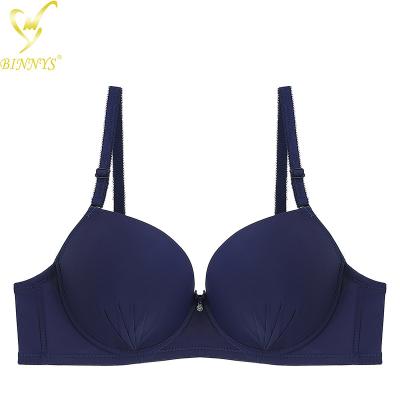 China Wholesale BINNYS Super Lift Up Bra Woman Sponge Fancy Lace B Cup Comfortable QUICK DRY Slim Back Closure Plunge Balcony Bra for sale