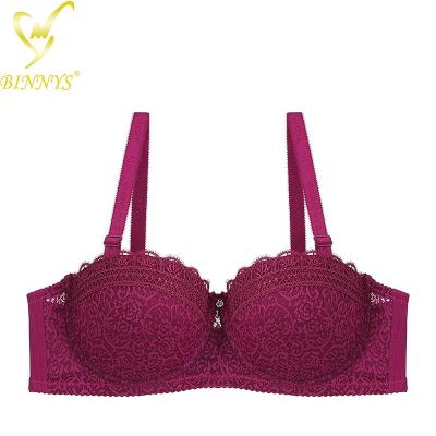 China Binnys 36C QUICK DRY Thin Nylon Female Comfortable Lingerie Wholesale Hot Sales Women's Half Cup Fantasy Underwear Lace Up Underwire Ladies Bras for sale