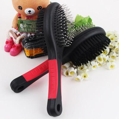 China Viable Wholesale Dog Pin Brushes Plastic Double Sided Dog Brush Pet Hair Remover Dog Brush for sale