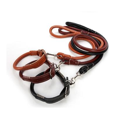 China Viable Leather Dog Leash Soft Genuine Leather Collar Makes The Best Choice For Daily Walking SportsTraining for sale