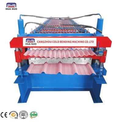 中国 High quality double layer cold bend glazed tile roll forming machine 販売のため