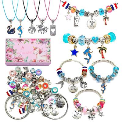 China 2021 Alloy Jewelry Making Kit DIY Colorful Crystal Box Jewelry Kids Cartoon Unicorn Cute Gift Bracelet for sale