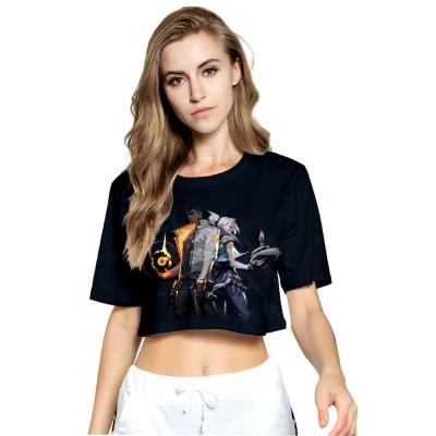 China 2021Door Anti-wrinkle Shooting Game Valorant 3D Women's Culture Short Sleeve T-shirt Tops for sale