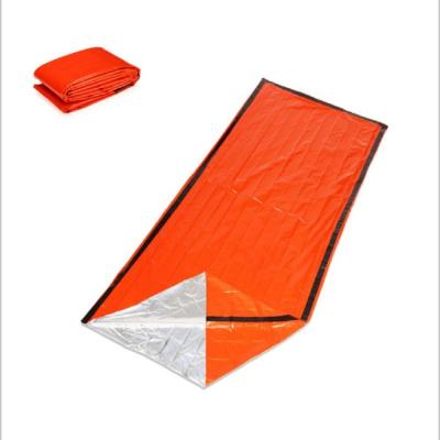 China Pancake style hotselli 2021Cross-border Amazon orange PE film aluminum emergency sleeping bag cold and hot emergency storage bag for sale