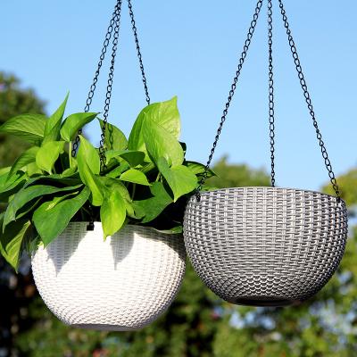 China 2021Flowerpot Plastic Hanging Pot Imitated Lazy Self-absorbing Hydroponic Rattan Chlorophytum Green Flower House Thicken Basket Basin for sale