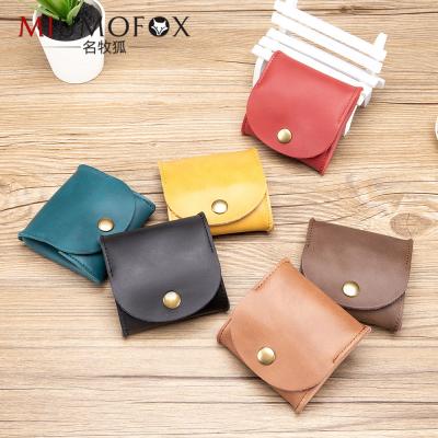 China 2021Juland Fashion Moon Squeeze Coin Purse Pocket Change Holder Genuine Leather Tray Wallet Rustic Leather Coin Case Pouch for Men Brown for sale