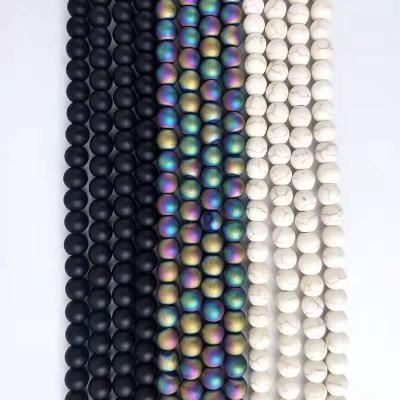 China 2021 TRENDY 8mm 48pcs/strand Natural Chakra Beads For Jewelry Making DIY Bracelet Beads Volcanic Beads for sale