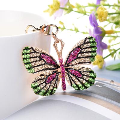 China 2021Creative metal butterfly rhinestone alloy key chain fashion pendant bag the full charm of ornaments wholesale for sale