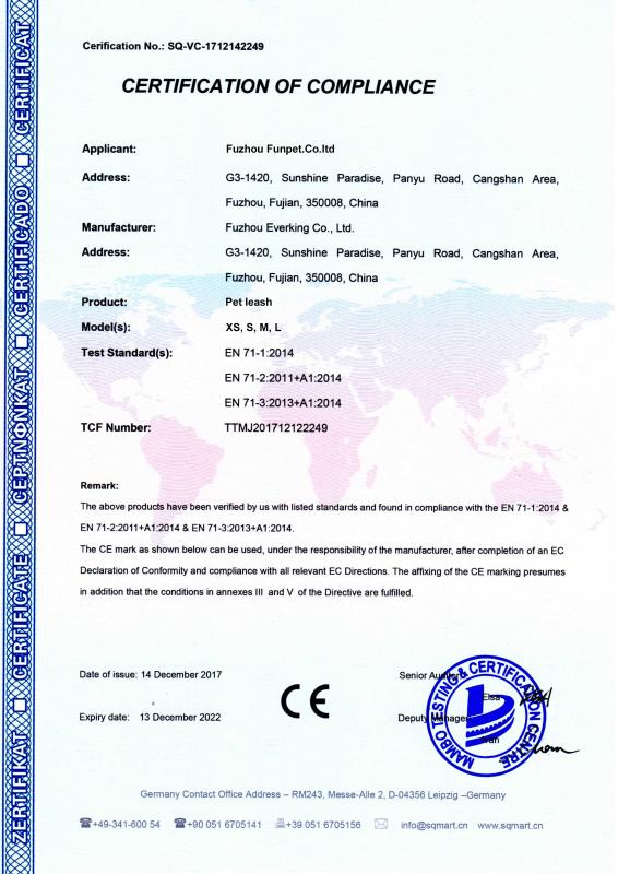 CE - Fuzhou Funpet Co., Ltd.