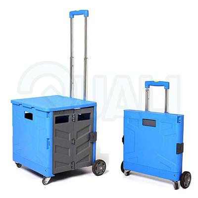 China Picnic Folding Handle Four Wheeled Cart Three Tiers Used Folding Cart for sale