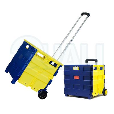 China 35kg Load PRO Folding Market Trolley Plastic Folding Trolley with Telescopic Aluminum Handle for sale