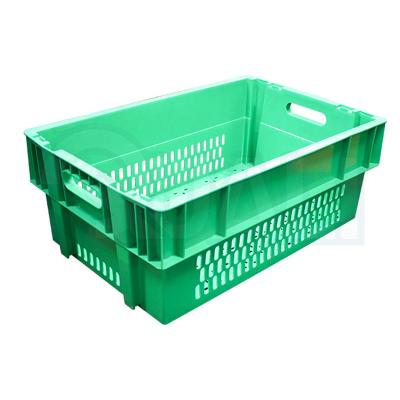 China Eco - Friendly Green Raw Material Pile And Nest Crate Meat Crate Food Grade Injection Mold Food Crate for sale