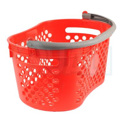 China Durable Plastic Supermarket Shopping Basket With ABS Handle Oval Shape Basket for sale