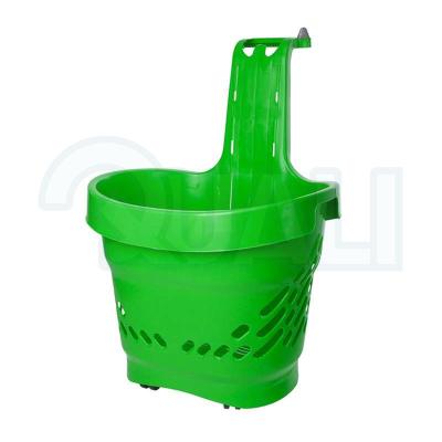 China Supermarket Quali Shopping Cart 600*500*875mm Wheeled Retail Plastic Basket Large Size Rolling Basket for sale