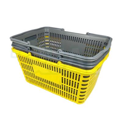 China Wholesale Plastic Supermarket Grocery Shopping Basket Shopping Basket Mesh Style Handle Basket for sale