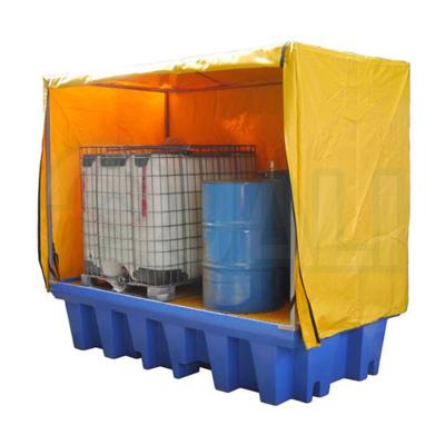 China 1240*1240 Spill Pallet Warehouse System Leak Proof Single Faced Plastic Tray Yellow And Black Spill Pallet Retainer for sale