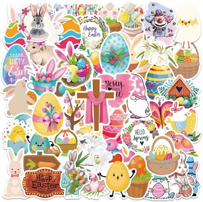 China Decorative Sticker High Quality Easy Tear Off Diy Easter Vinyl Soft Outdoor Waterproof Stickers With Cute Easter Egg Rabbit for sale