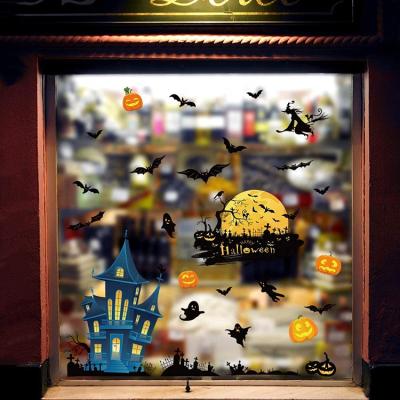 China Classic Pack of 56 Pcs Safe and Non-Toxic Halloween Mood Party Festival Glass Window Walls Stickers for sale