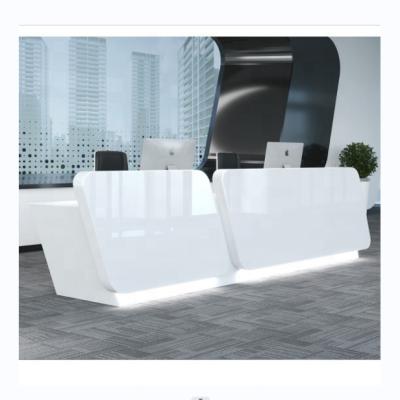 China Contemporary Design White Wooden Office Reception Counter Spa Hotel Modern Reception Desk Bar Counter Office Furniture Contemporary Panel DGG for sale