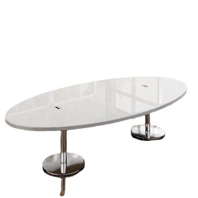 China Adjustable (height) Paint conference table simple modern white paint conference room Oval multi-functional conference table for sale