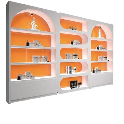 China Man-made board Hairdressing products cabinet cosmetics display cabinet shoes bag display cabinet for sale