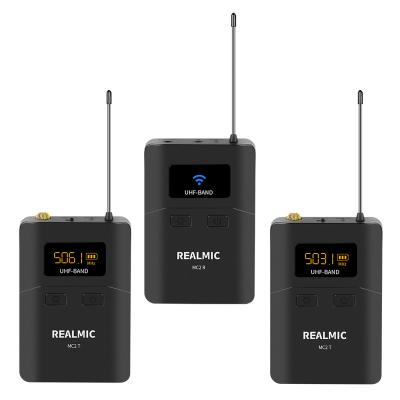 China Handheld Wireless Microphone System Dual Channel Wireless Microphone Set with 2 Receiver Lavalier 1 and Lapel 2 Transmitter Microphones and for sale