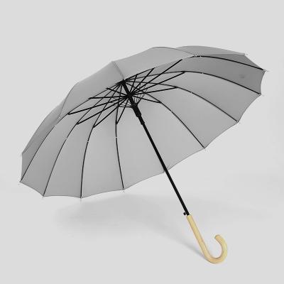 China Modern In Stock Fast Dispatch JIUDA New Wooden Handle Umbrella Strong Windproof Big Golf Rain Umbrellas Men Gifts Black Large Long for sale