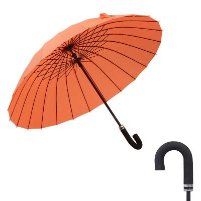 China Modern High Quality Auto Open Fiberglass Ribs Metal Handle Inverted Reverse 24K Straight Umbrella for sale