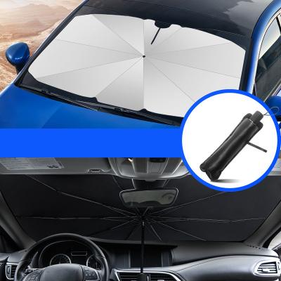 China Geometric Portable silver glue sunscreen foldable car sun shade umbrella protector umbrella car sun shield for sale