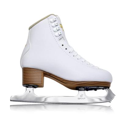 China Cotton Fabric Strong White Stainless Steel Integrated Damp Outsole Figure Skating Shoes For Basic Floor Rolling for sale