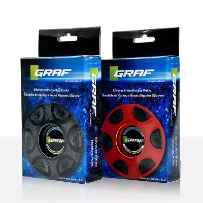 China GRAF Practical Wear Resistant Competition Ball 76.4MM&76.4MM&27.4MM Special Roller Hockey Puck for sale