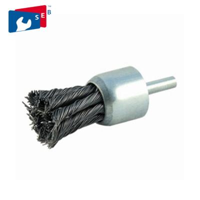 China Rod-Mounted Twist Knot Steel Wire End Cleaning Brush for sale