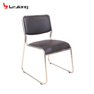 China PILE Black Metal Stacking Chair With Silver Frame for sale