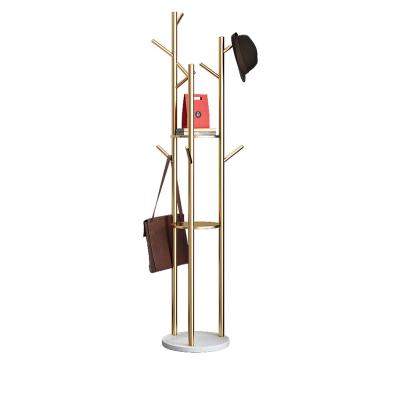 China Adjustable (Height) Customized Vertical Wrought Iron Marble Coat Rack Household Bag Hanger for sale