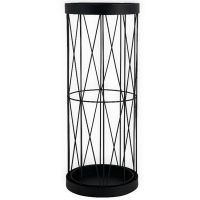 China Hot Selling Modern Product Black Iron Round Wrought Iron Round Barrel Umbrella Irregular Stand for sale