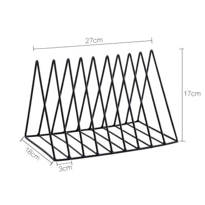 China Contemporary Nordic simple triangle bookcase wrought iron ornament shelf desk storage box magazine file storage rack for sale