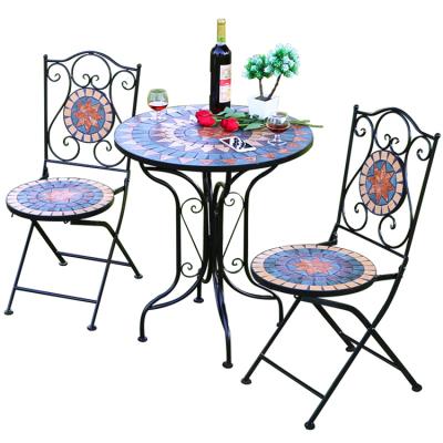 China Contemporary Cheap Price Metal Iron Garden Bistro Foldable Patio Set Dinner Table and Chair Set for sale