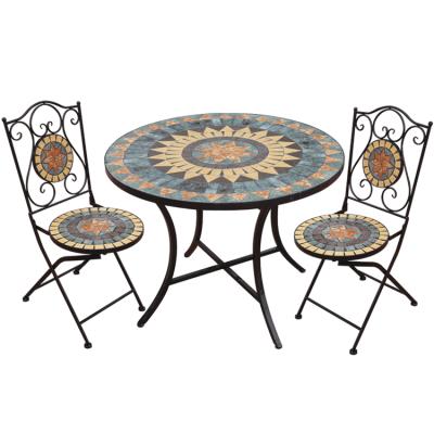 China Hot Selling Brown Waterproof Dining Outdoor Round Table And Chair Set For Outdoor Patio Garden for sale