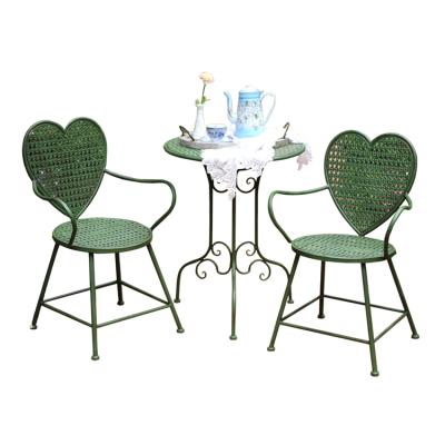 China Traditional Factory Supply Green Iron Antique Folding Outdoor Garden Table Set For Park Patio Garden for sale