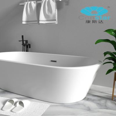 China Resin Free Hot Sale White Solid Outdoor Stone Bathtub Matt Free Standing Bathtub for sale