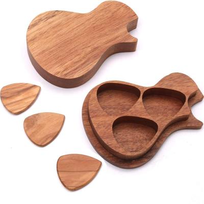 China GUITAR wooden guitar pick box comes with 3 wooden guitar picks for standard guitar picks for sale