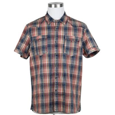 China High Quality Mens Breathable Yarn Dyed Checked Short Sleeve Button Shirt for sale